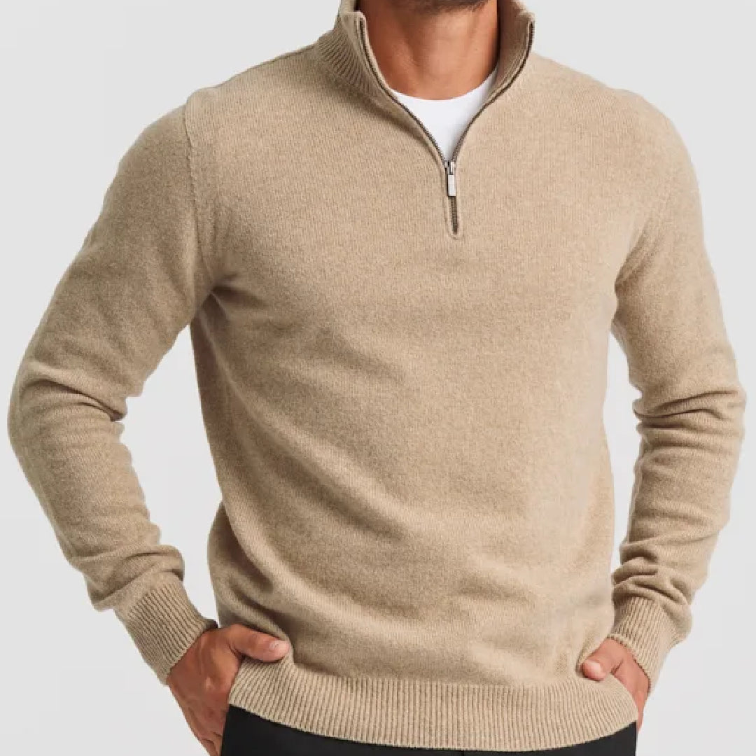 Beige Half Zip Sweater