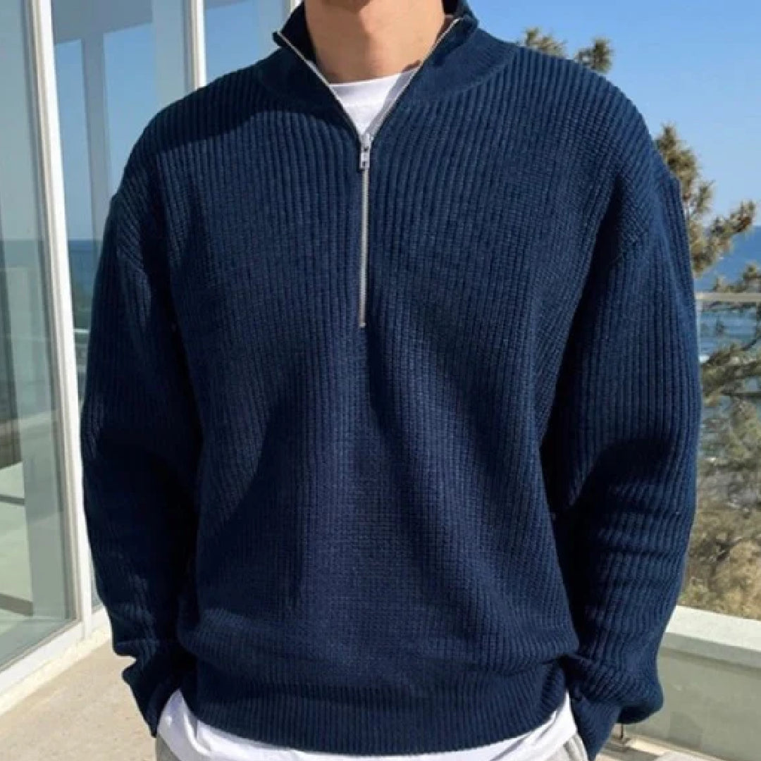 Blue Quarter Zip Sweater