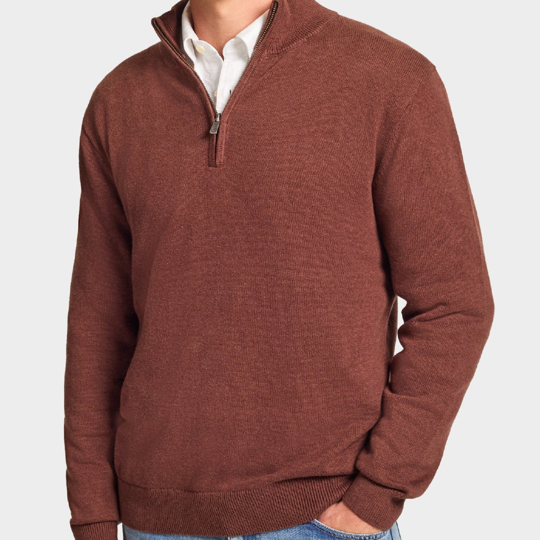 Brown Quarter Zip Sweater