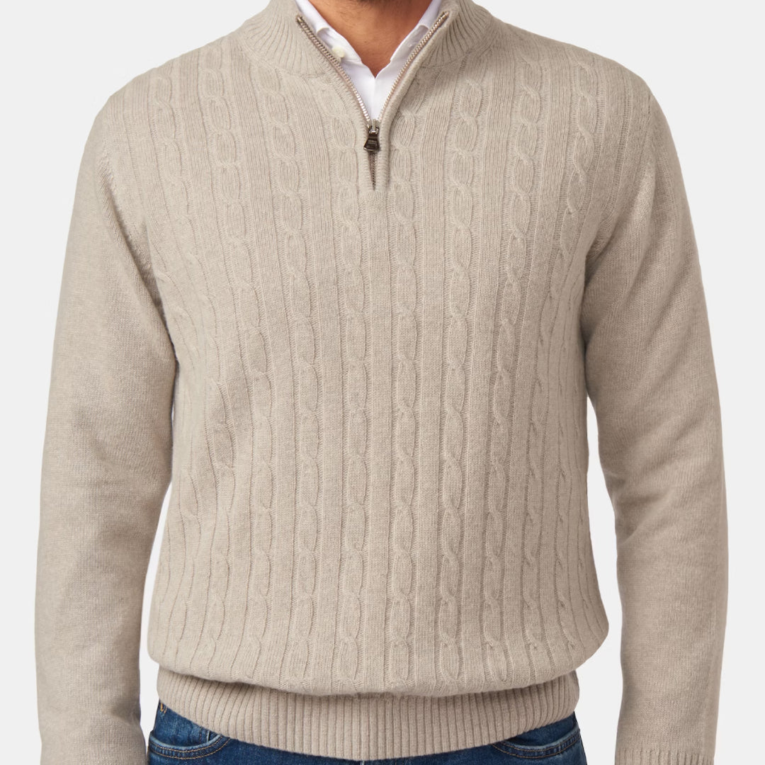 Cable Knit Half Zip Sweater