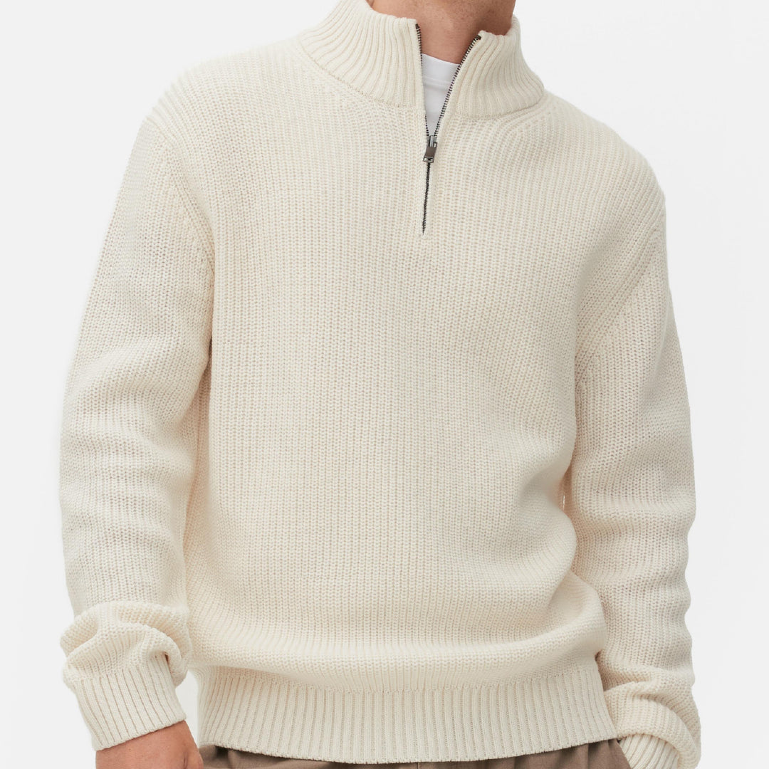 Cream Half Zip Sweater