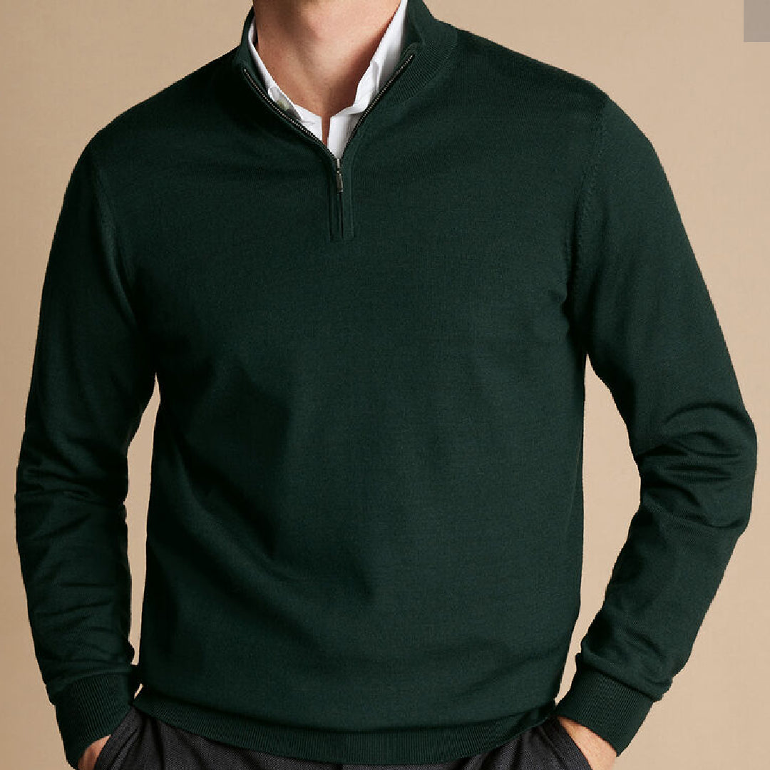 Green Quarter Zip Sweater