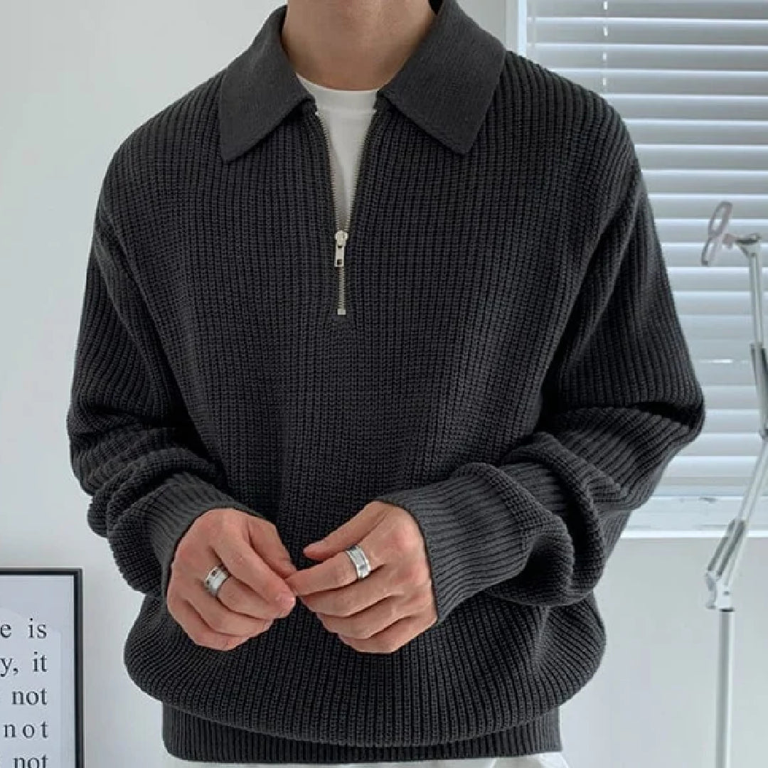 Knitted Half Zip-Up Collar Sweater