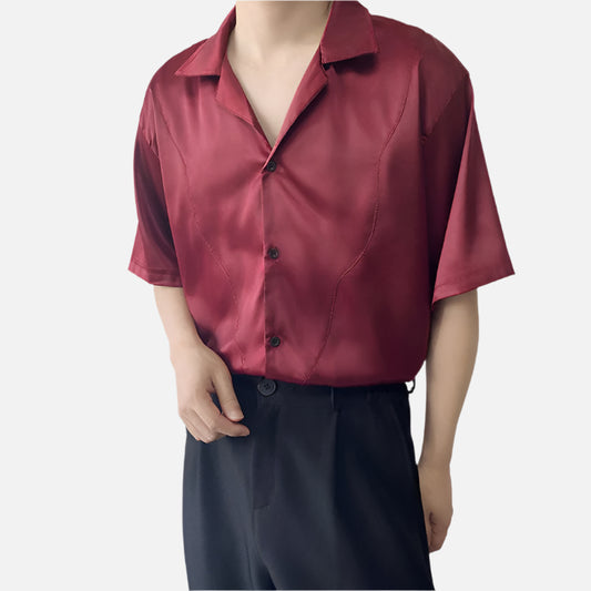 Lisbon Vintage Red Silk Shirt