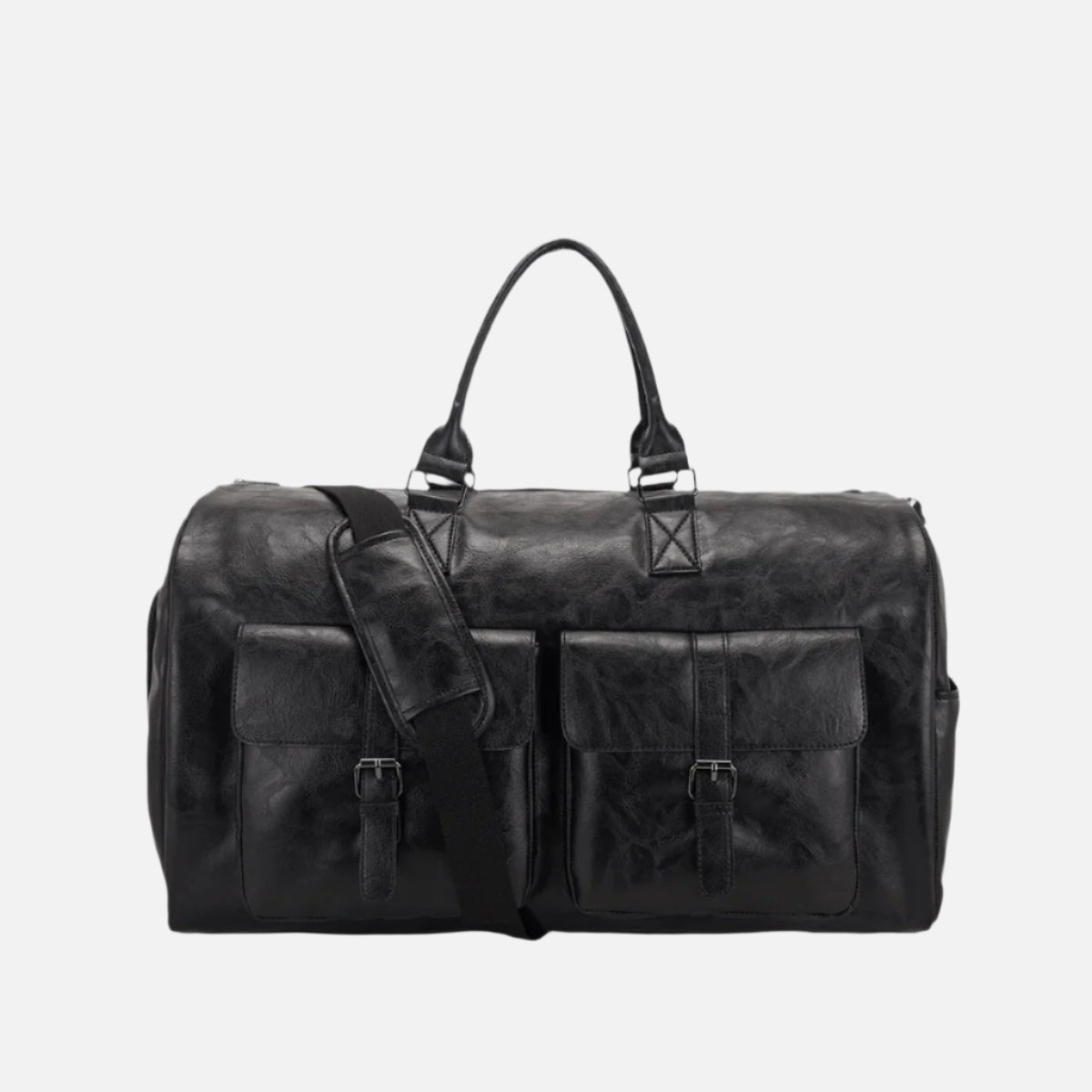 Old Money Men's Black Leather Duffle Bag