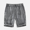 Palm Beach Striped Linen Shorts in Gray with White Stripes