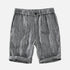 Palm Beach Striped Linen Shorts in Gray with White Stripes