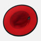 black fedora hat with red inside