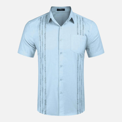 blue guayabera shirt