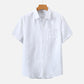 white short sleeve linen shirt
